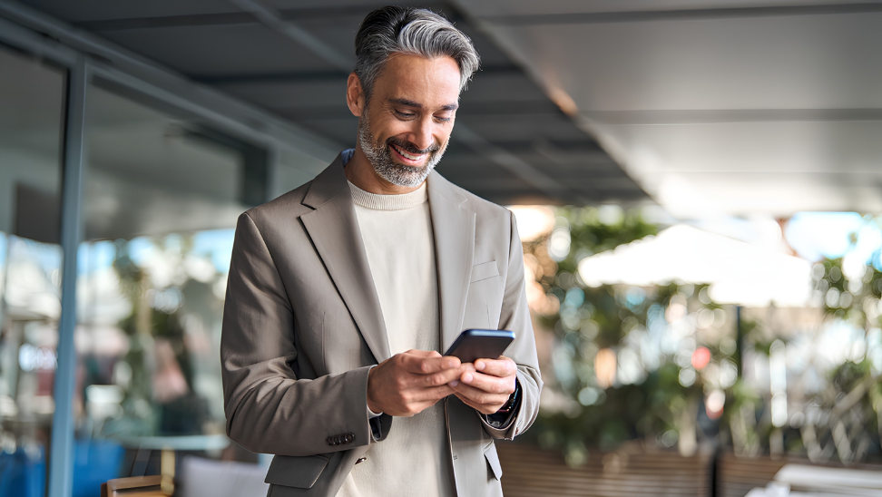 man using cell phone